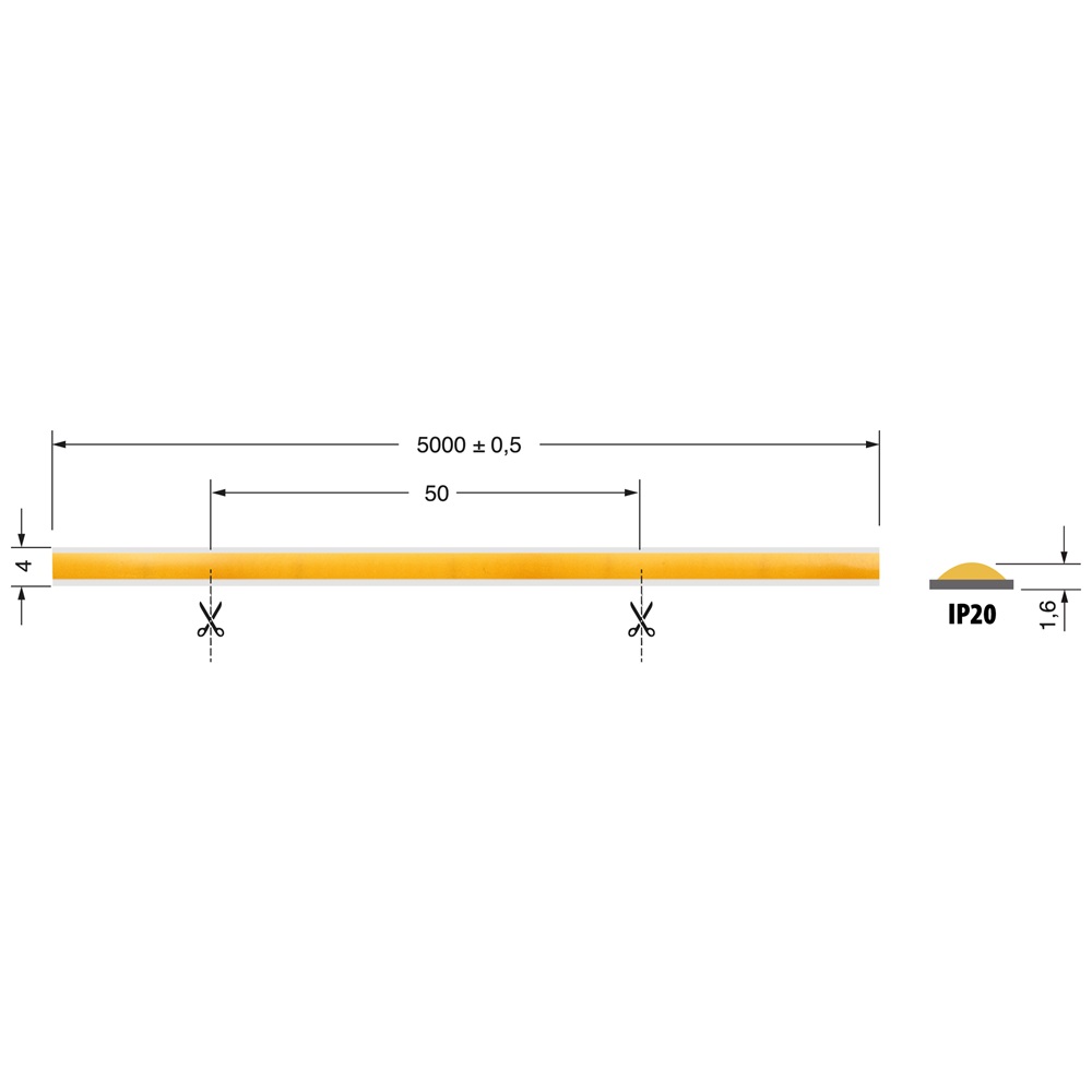 S.L COB 4MM 4WM 24V LED compatto CRI90 IP20 illuminazione interna efficiente