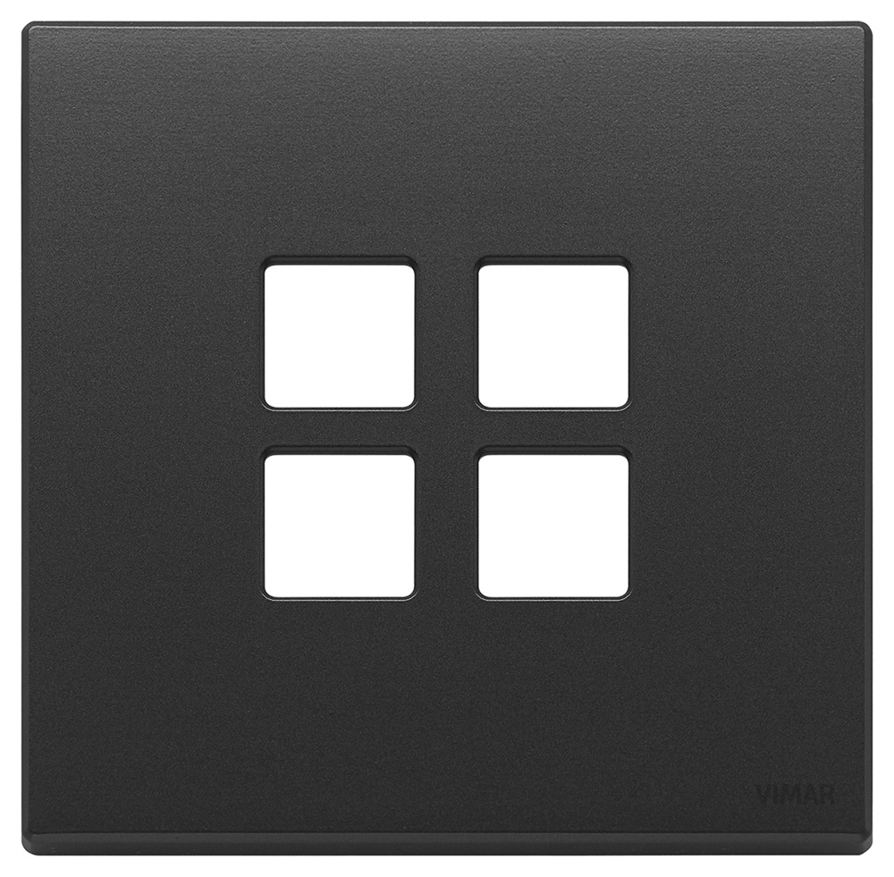 Placca 2 moduli 4 comandi Flat domotici KNX metallo grigio antracite