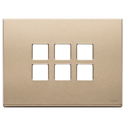 Placca metallo 3 moduli 6 comandi Flat domotici KNX oro satinato