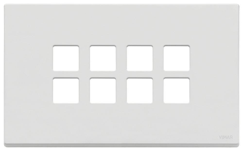 Placca 4 moduli 8 comandi Flat domotici KNX metallo bianco matt