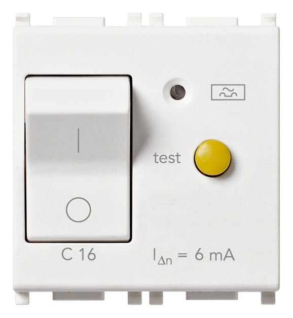 Interruttore magnetotermico differenziale 1P+N C16 6mA 2 moduli bianco uso civile
