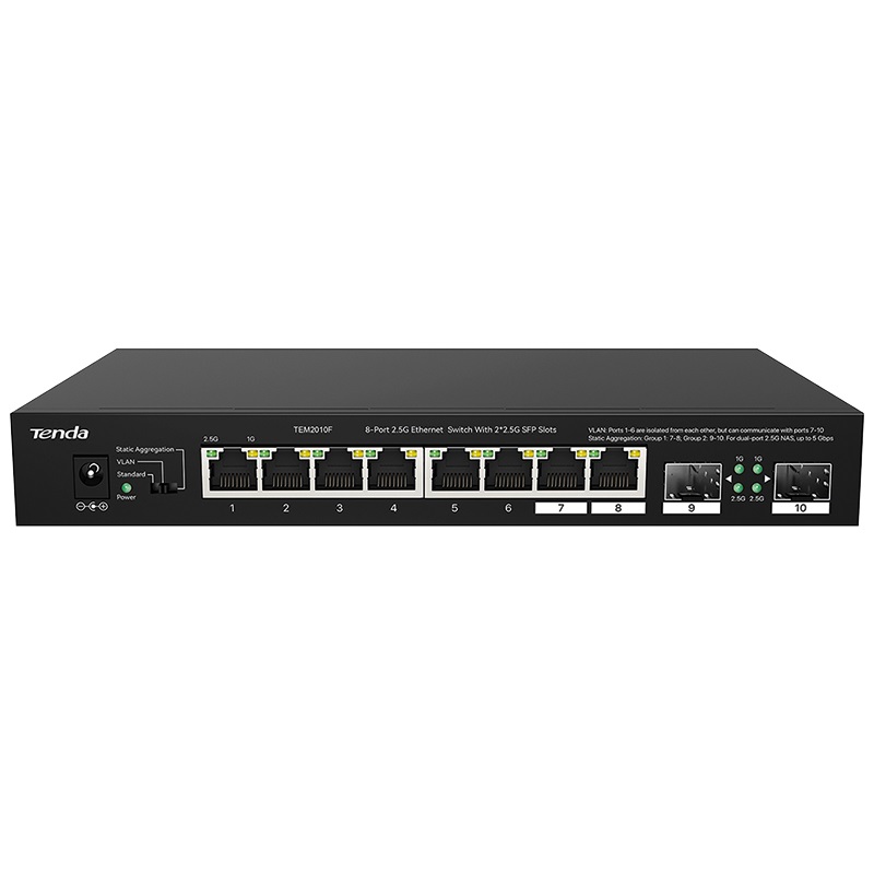 Switch Ethernet 8 porte 2,5G + 2 slot SFP fibra ottica prestazioni elevate rete professionale