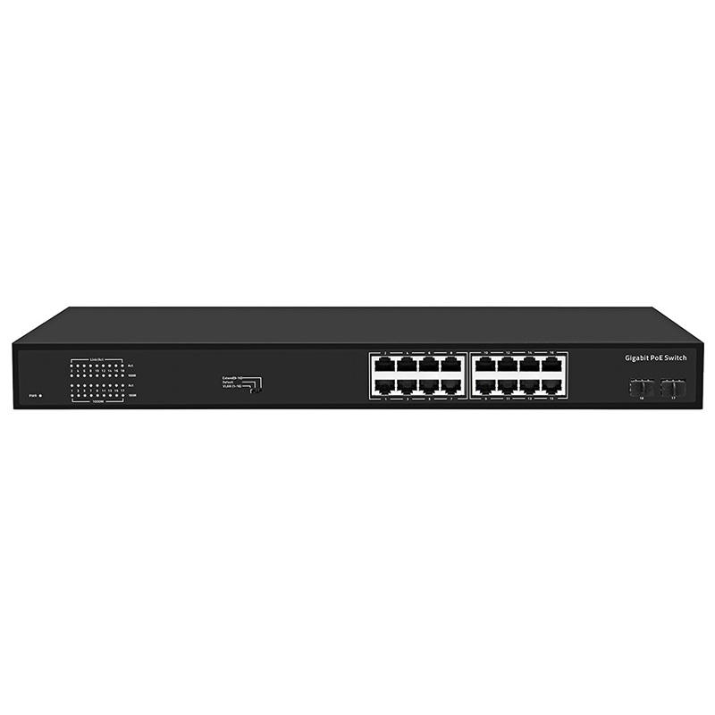 Switch Gigabit PoE 16 porte 200W alimentazione integrata per reti professionali