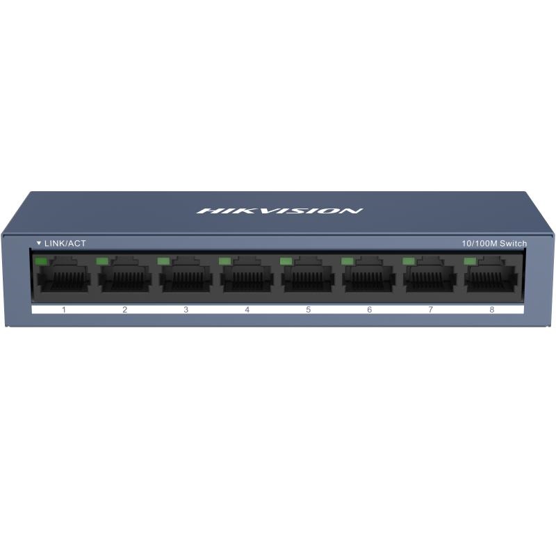 Switch 8 porte Fast Ethernet 10/100 Mbps robusto metallo per reti aziendali