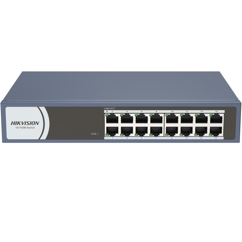 Switch 16 porte Fast Ethernet 10/100 Mbps robusto per ambienti industriali e commerciali