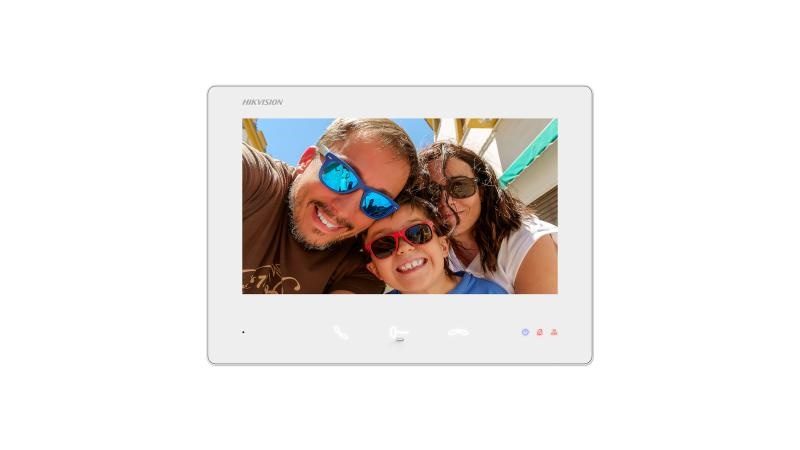 Monitor interno 7 HD bianco 2 fili con memoria e funzione hands-free per sicurezza residenziale e commerciale