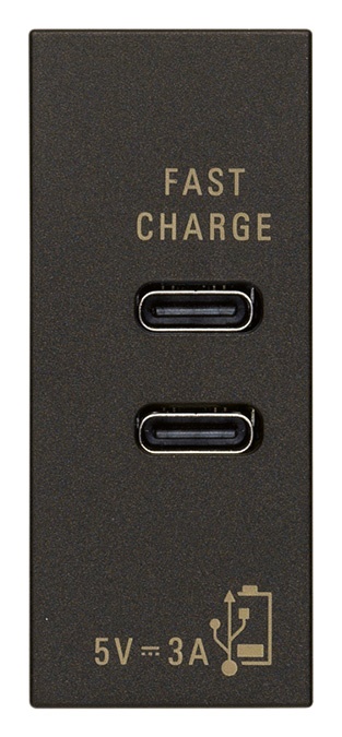 Alimentatore USB doppia uscita C 15W 3A 5V per smartphone tablet nero
