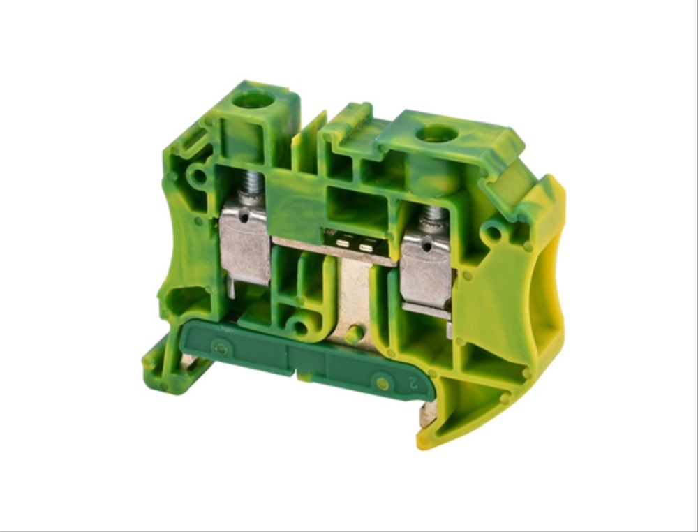 Morsetto componibile a vite per reti di terra sezione 10mm² giallo/verde per guida DIN