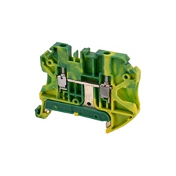 Morsetto componibile a vite 2,5mm² giallo/verde per reti di terra con aggancio guida DIN