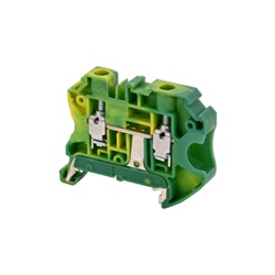 Morsetti componibili a vite per reti di terra, sezione fino 50 mm², montaggio rapido su guida DIN, colore giallo/verde
