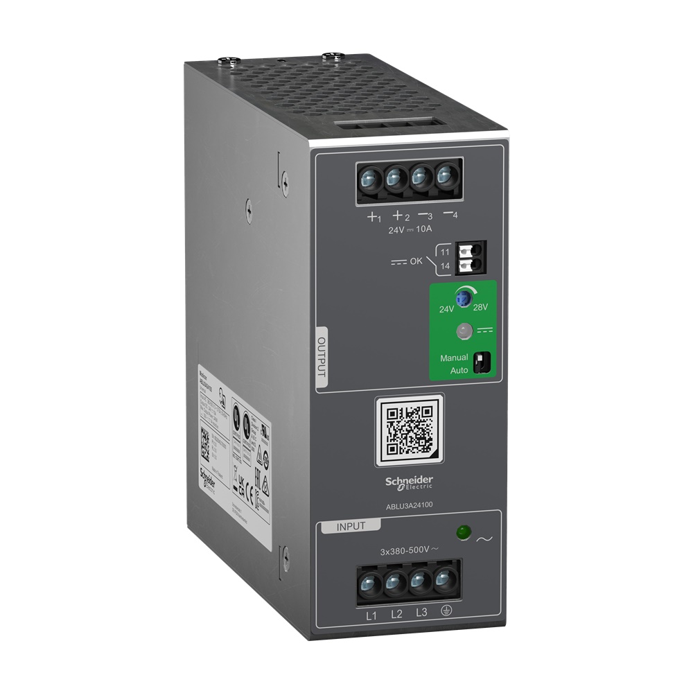 Alimentatore industriale 24V 10A trifase universale compatto per automazione