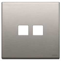 Placca 2 moduli Flat nichel spazzolato metallo per comandi elettrici