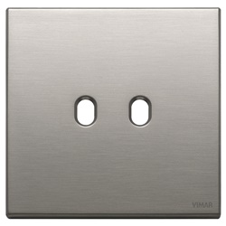 Placca 2 moduli Vintage metallo nichel spazzolato per comandi elettrici casa ufficio