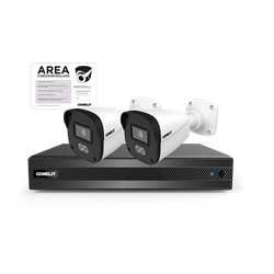 Serie Next - Kit IP con NVR NIPNVR004N06PA + 2 telecamere IPBCAMN04F01CUA + cartello videosorveglianza