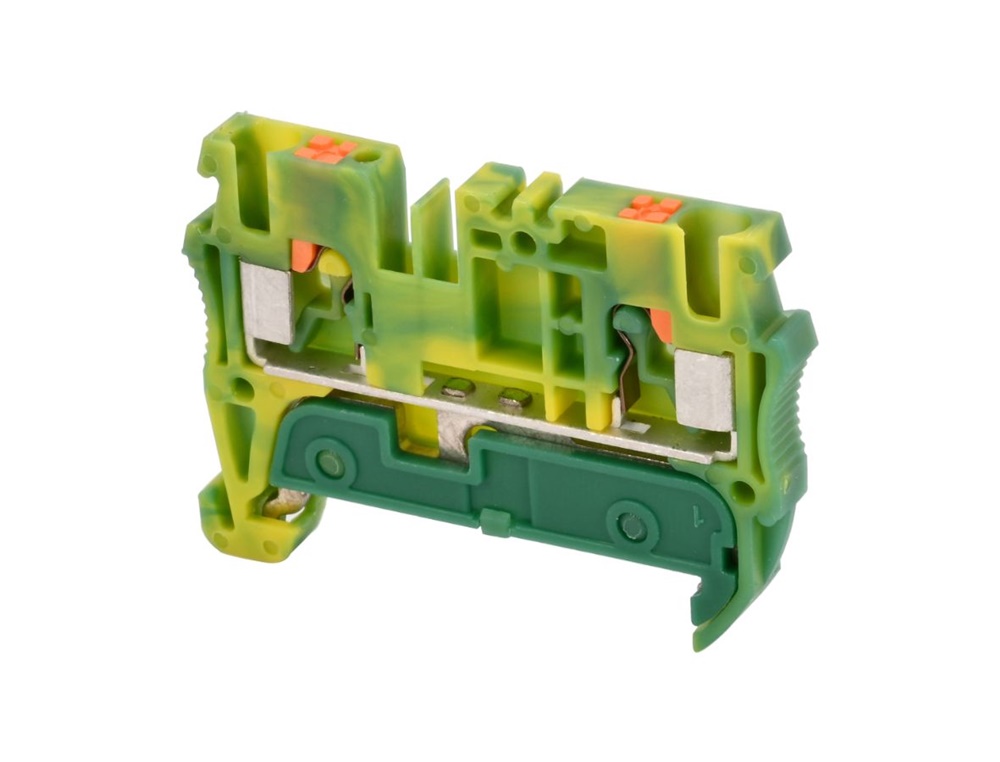 Morsetti componibili push-in per reti di terra, sezione 2,5 mm², montaggio su guida DIN, giallo-verde