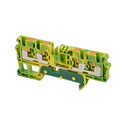 Morsetti componibili multiconduttore push-in per guida DIN, sezione fino 6 mm², messa a terra, corpo PA 6.6 giallo/verde