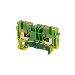 Morsetti componibili push-in per reti di terra, sezione 0,08-16 mm², montaggio rapido su guida DIN, corpo PA 6.6 giallo/verde