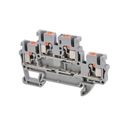Morsetti componibili a due livelli push-in per guida DIN, connessione cavi fino 4 mm², uso civile e industriale