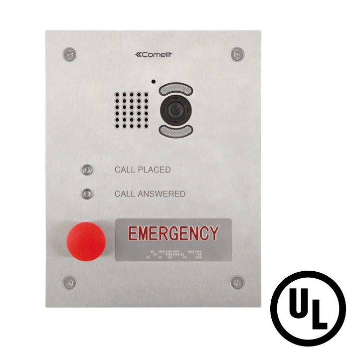 Pulsantiera video emergenza acciaio inox con modulo audio/video POE sistema ViP H264 montaggio parete