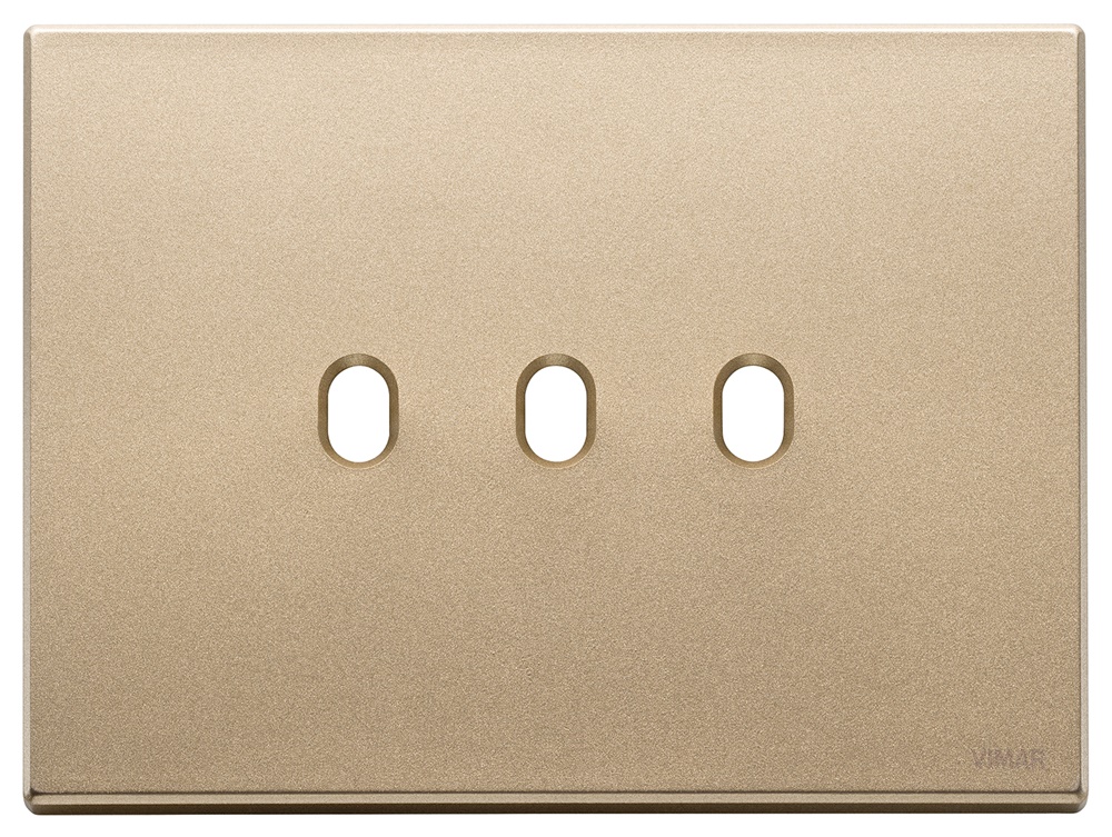 Placca 3 moduli metallo oro satinato Vintage per comandi elettrici