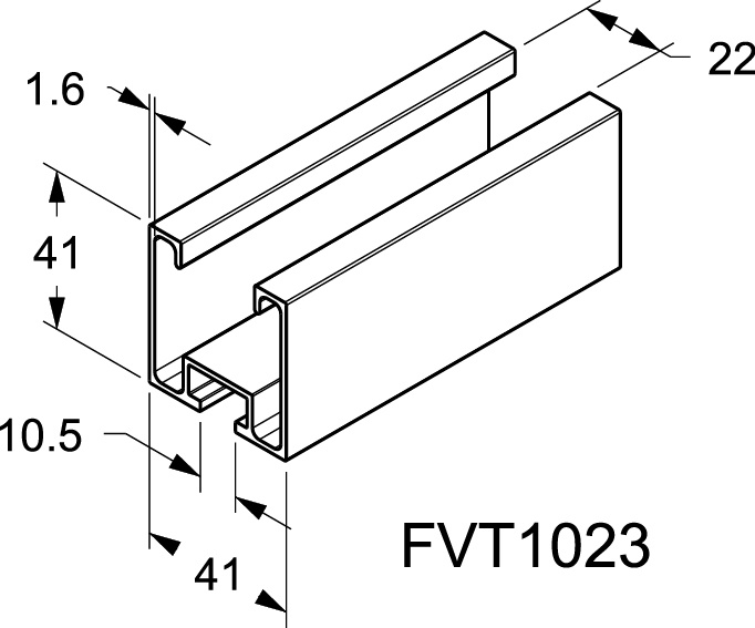 Profilo semplice alluminio 41x41 mm spessore 1,6 mm supporto strutturale impianti elettrici