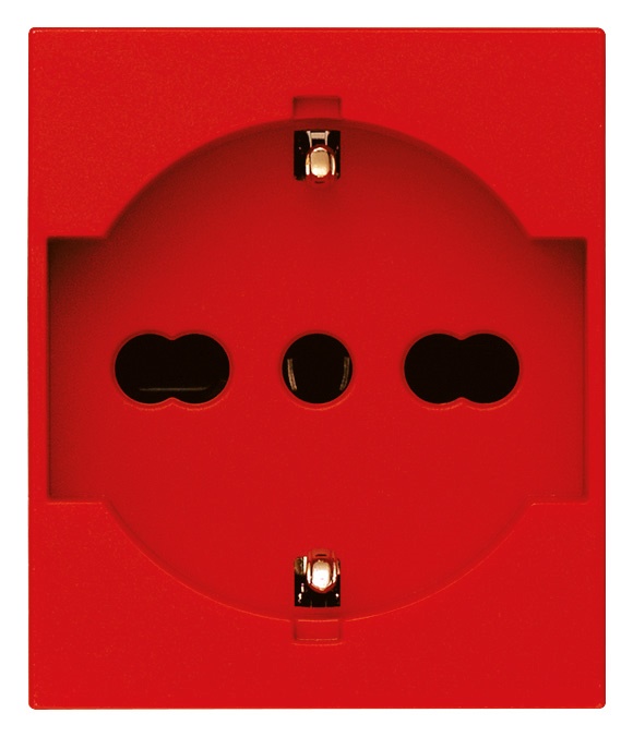Presa 2P+T 16A 250V universale standard italiano rosso 2 moduli