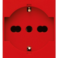 Presa 2P+T 16A 250V universale standard italiano rosso 2 moduli