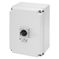 INTERRUTTORE SEZIONATORE ROTATIVO - HP - COMANDO - CASSETTA IN MATERIALE ISOLANTE - 63A 6P - MANOPOLA NERA LUCCHETTABILE - IP66/69