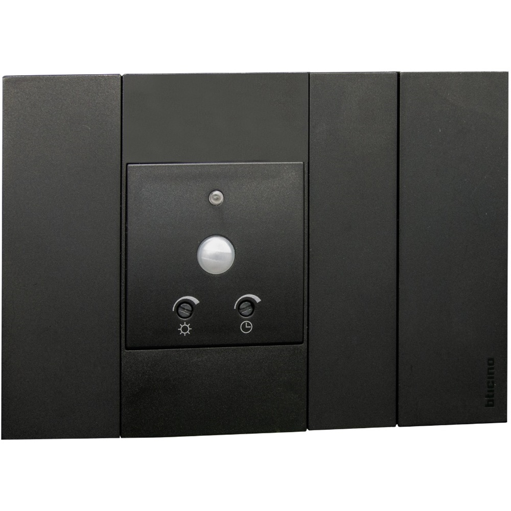 Sensore infrarossi doppio rilevamento nero crepuscolare 2 moduli per BTICINO Living Now