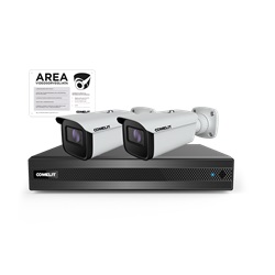 Serie Next - Kit IP 5MP 8 canali, NVR NIPNVR008N06PA + 2 telecamere IB04N2Z01A + cartello area videosorvegliata