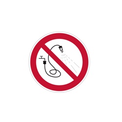 Etichetta divieto utilizzo getti dacqua 25mm segnalazione impianti