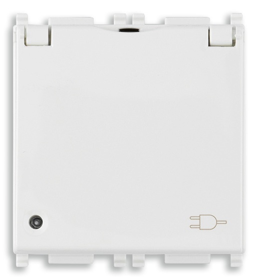 Presa 2P+T 16A universale con coperchio antibatterico bianco 2 moduli