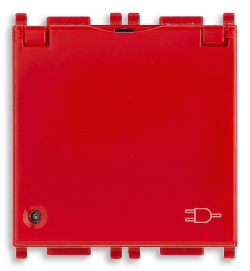 Presa 2P+T 16A universale con coperchio antibatterico rosso per uso standard italiano