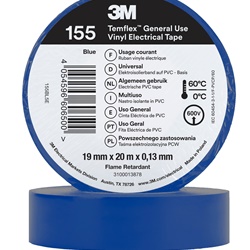 Nastro isolante vinile 3M Temflex 155 19 mm x 20 m blu uso elettrico interno esterno
