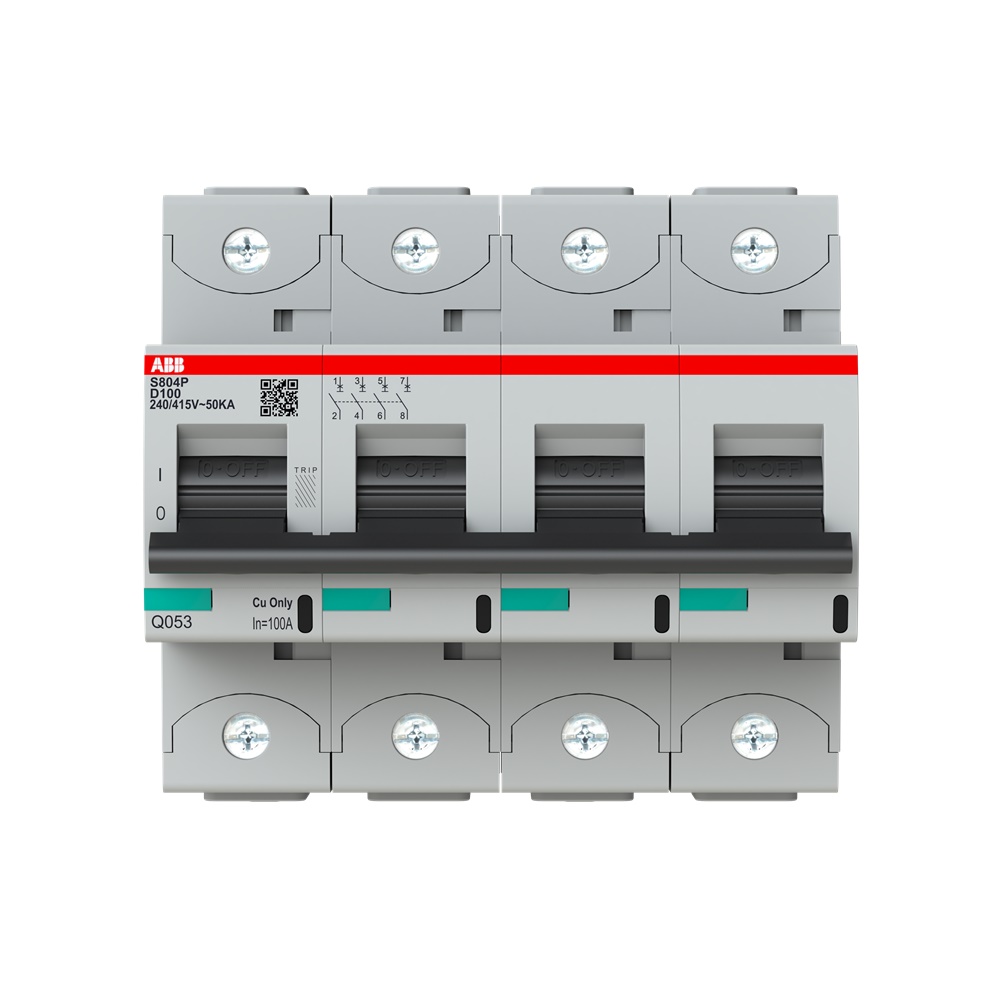 Interruttore magnetotermico S804P-D100 50kA 100A 4 poli alta prestazione per impianti residenziali e industriali
