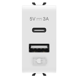 ALIMENTATORE USB - TIPO A+C - 3A - BIANCO LUCIDO - 1 MODULO - CHORUSMART