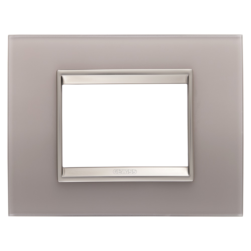 PLACCA LUX - IN VETRO - 3 POSTI - GRIGIO PERLA - CORNICE BRONZO CHIARO OPACO - CHORUSMART