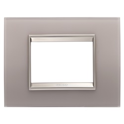 PLACCA LUX - IN VETRO - 3 POSTI - GRIGIO PERLA - CORNICE BRONZO CHIARO OPACO - CHORUSMART