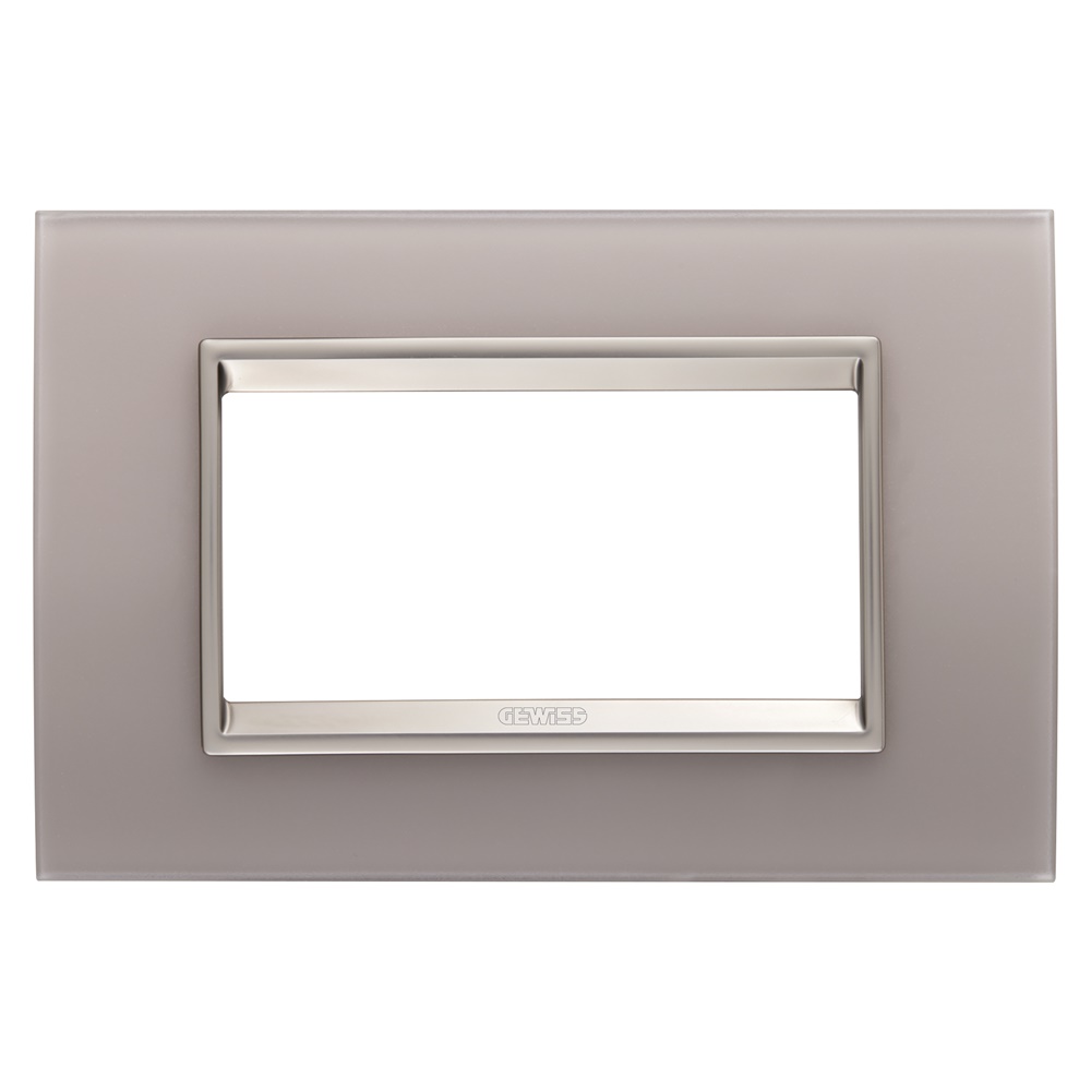 PLACCA LUX - IN VETRO - 4 POSTI - GRIGIO PERLA - CORNICE BRONZO CHIARO OPACO - CHORUSMART