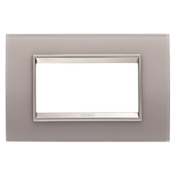 PLACCA LUX - IN VETRO - 4 POSTI - GRIGIO PERLA - CORNICE BRONZO CHIARO OPACO - CHORUSMART