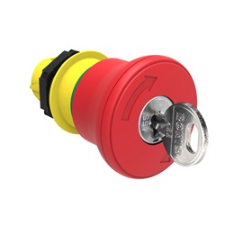 Pulsante fungo 40mm rosso sgancio a chiave ISO13850 per arresto emergenza quadro elettrico