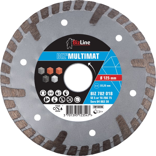 Disco diamantato BizMultimat 125 mm multimateriali taglio netto lunga durata uso elettrico
