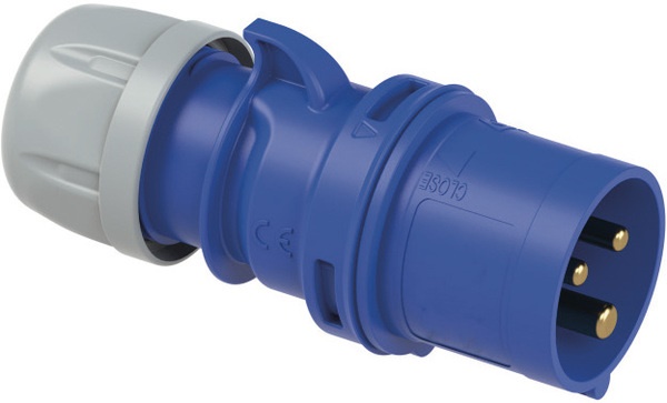 Spina mobile dritta 32A 2P+T 200/250V IP44 per uso interno ed esterno con morsettiere a vite