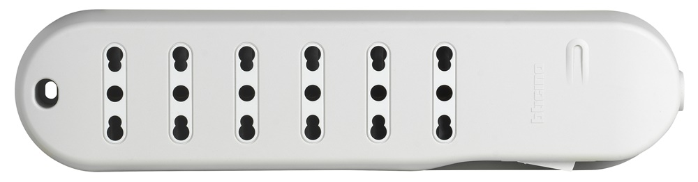 Multipresa SLIM6 bipasso 6 prese 10/16A interno bianco safe