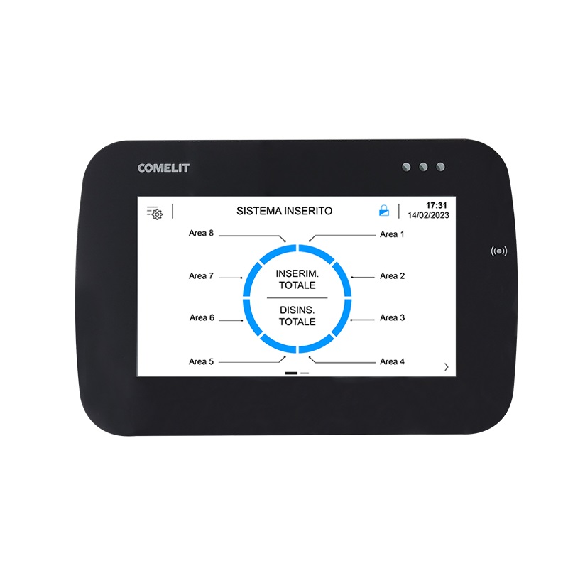 Serie Vedo - Tastiera touch 5 nera con RFID, 1 ingresso/uscita, RS485, 125x85mm