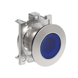 Pulsante luminoso filo metallo rasato blu per illuminazione e segnalazione ambienti elettrici