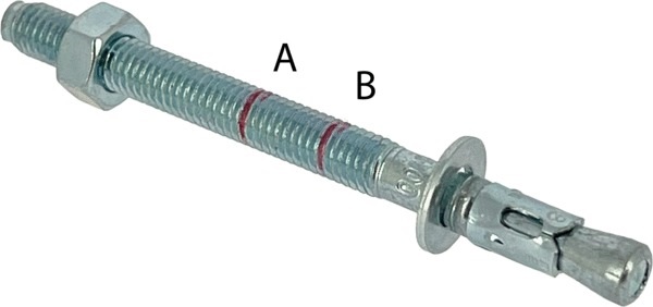 Perno ancoraggio M10x95 mm acciaio elettrozincato fissaggi pesanti materiali pieni dado rondella premontati