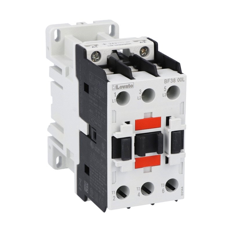 Contattore tripolare 38A AC3 bobina 24V DC basso consumo per automazione elettrica