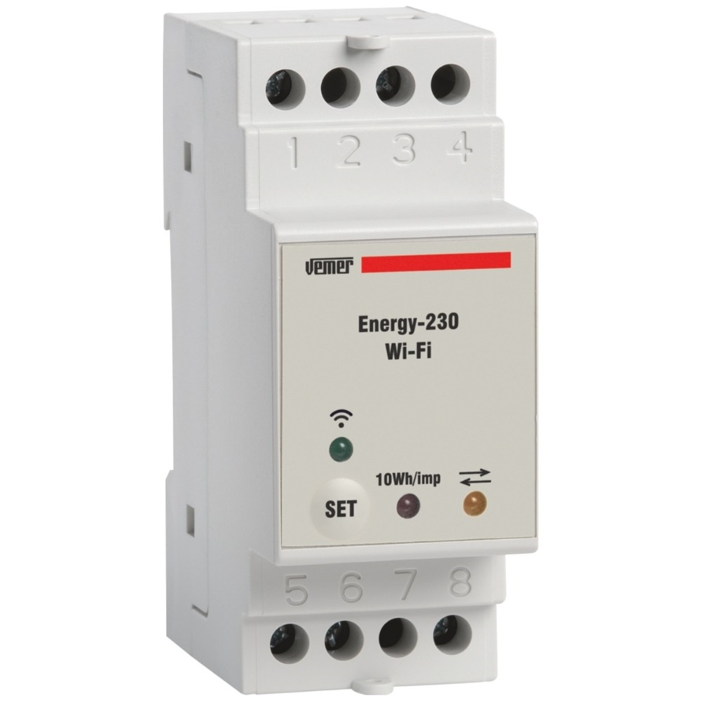 Contatore energia monofase 40A DIN Wi-Fi controllo remoto smartphone