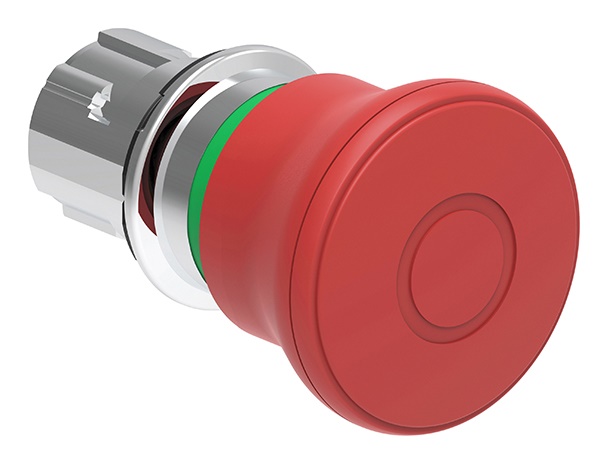 Pulsante emergenza fungo 40mm rosso metallo ISO13850 per sicurezza industriale